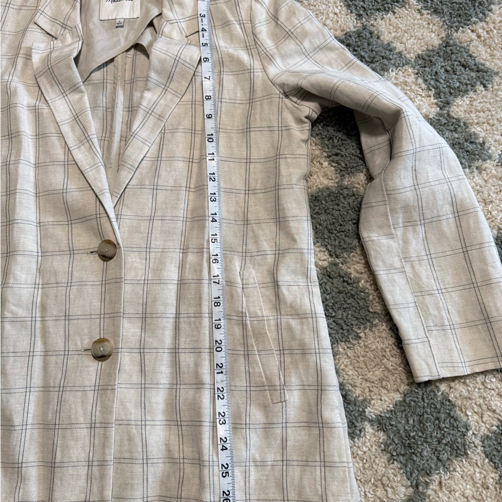 MADEWELL Dorset Blazer in Windowpane Linen Blend 2 Button Jacket Summer Spring S - Picture 7 of 9